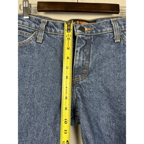 Wrangler FR Jeans Womens 11x34 Workwear Western Mid Wash Cotton Denim Cowgirl - Picture 11 of 13